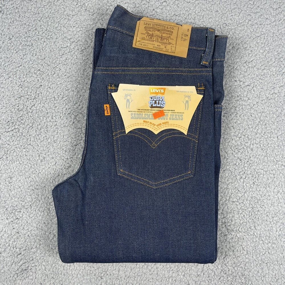 VTG Deadstock Levis Saddleman Jeans Womens 27x36 Raw Denim‎ USA Orange Tab 80s